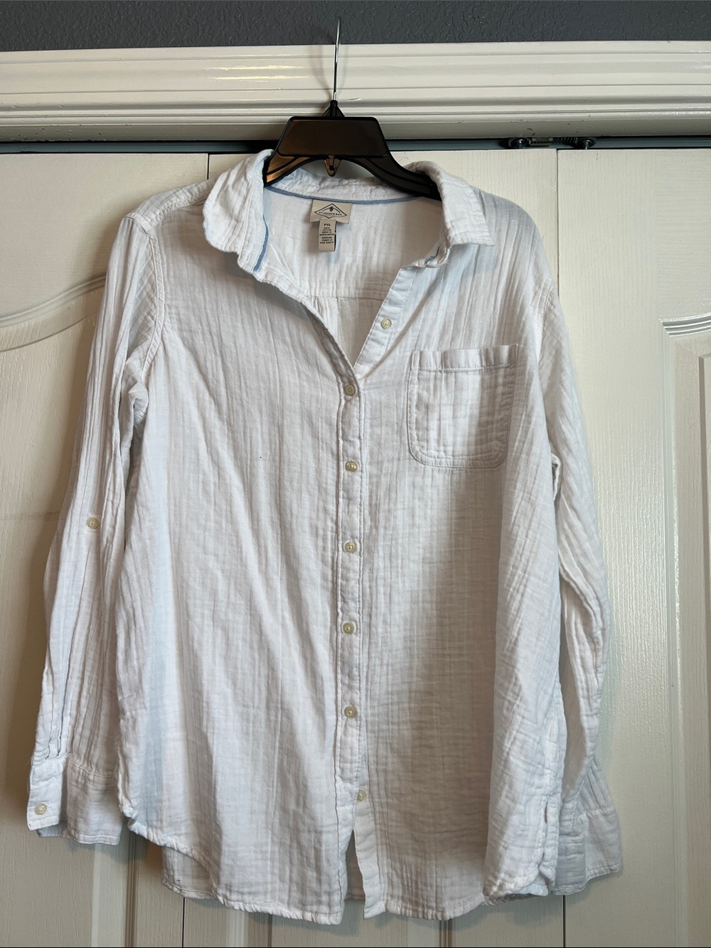 St. John's Bay White Lightweight Button-Down Shirt with Chest Pocket